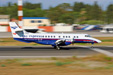 Panning shot of a Sky Express plane takign off from Corfu airport