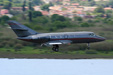 Panning shot of a private jet arriving in Corfu airport