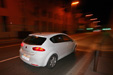Panning flashlight shot of Seat Leon Ecomotive in Barcelona at night