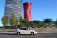 Panning shot of Seat Leon Ecomotive in Barcelona