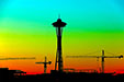 Artistic version of the Space Needle during dusk