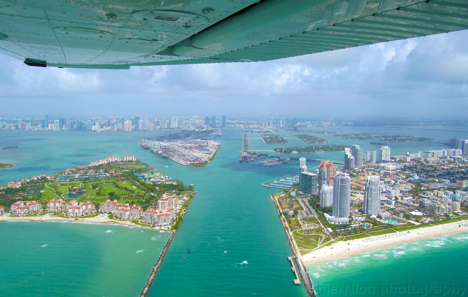 "Aerial view of Miami area"