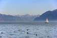 Lake Geneva view from St. Sulpice marina
