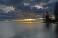 Sunset in Lake Geneva in Lausanne